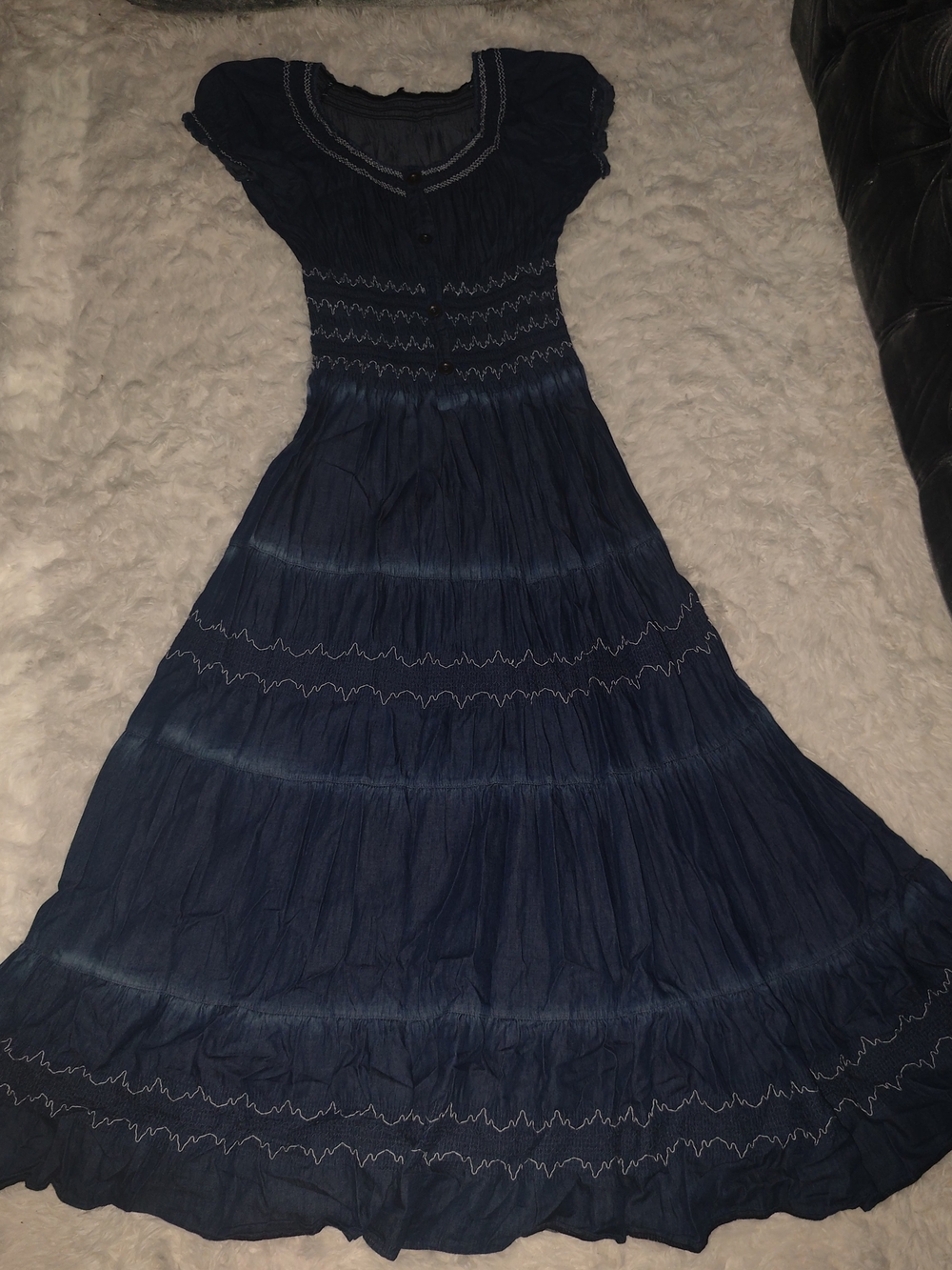 Boho Tiered Navy Maxi Dress